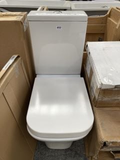 (COLLECTION ONLY) SQUARE STYLED CLOSED COUPLED W/C WITH CISTERN FITTINGS DUAL FLUSH TOP CHROME BUTTON & SEAT - RRP £325: LOCATION - D4