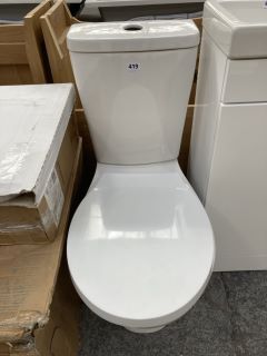 (COLLECTION ONLY) CLOSED COUPLED W/C WITH CISTERN FITTINGS DUAL FLUSH TOP CHROME BUTTON & SEAT - RRP £345: LOCATION - D4