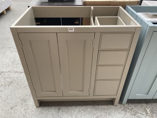 (COLLECTION ONLY) FLOOR STANDING 2 DOOR 4 DRAWER VANITY BASE UNIT IN STONE GREY 820 X 470 X 840MM - RRP £495: LOCATION - D2