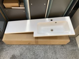 (COLLECTION ONLY) 1100 X 340MM 1TH RH INTEGRATED POLYMARBLE BASIN & COUNTERTOP - RRP £289: LOCATION - D4