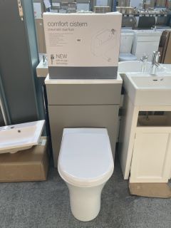 (COLLECTION ONLY) 570 X 240MM W/C UNIT IN MATT STONE GREY & WHITE WITH BTW PAN & SEAT WITH CONCEALED CISTERN FITTING KIT - RRP £780: LOCATION - D4