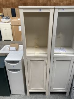 FLOOR STANDING 1 DOOR WITH OPEN SHELF BATHROOM CABINET IN IVORY 1480 X 385 X 310MM - RRP £505: LOCATION - C2