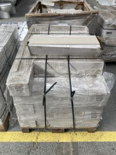 PALLET OF RAK PORCELAIN 600 X 150MM WALL TILES IN GEMS LIGHT GREY MATT APPROX 43M2 IN TOTAL 960KG - RRP £2938 (HEAVY ITEM, ADEQUATE VEHICLE & MANPOWER REQUIRED): LOCATION - D2 (KERBSIDE PALLET DELIVE