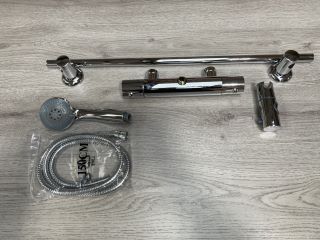 THERMOSTATIC BAR SHOWER VALVE IN CHROME WITH SHOWER SLIDE RAIL KIT, MULTI FUNCTION HANDSET & HOSE - RRP £505: LOCATION - RACKING 1