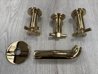 VITRA JUNO WALL MOUNTED BSM HANDLE SET WITH SPOUT IN GOLD #A4083123 - RRP £156: LOCATION - C3 TABLES