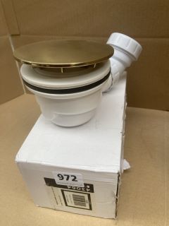 90MM FAST FLOW SHOWER WASTE IN BRUSHED BRASS WITH OUTLET ELBOW - RRP £90: LOCATION - RACKING 2