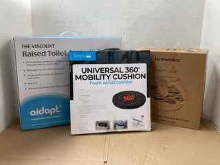 3 X ASSORTED HEALTH AND BEAUTY ITEMS TO INCLUDE THE VISCOUNT RAISED TOILET SEAT WITH ARMS - MODEL- VR224J: LOCATION - WH5