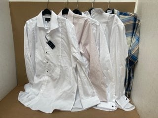 5 X ASSORTED JOHN LEWIS & PARTNERS MENS SHIRTS IN VARIOUS SIZES TO INCLUDE CHECK OVERSHIRT IN BLUE- UK SIZE M: LOCATION - F1