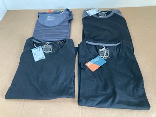 4 X ASSORTED CLOTHING ITEMS TO INCLUDE MOUNTAIN WAREHOUSE ENDURANCE STRIPED VEST IN DARK GREY - UK 16: LOCATION - E1