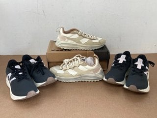 3 X PAIRS OF ASSORTED SHOES TO INCLUDE DIADORA JOLLY DUNE TRAINERS IN BEIGE/WHITE - UK 4: LOCATION - E1