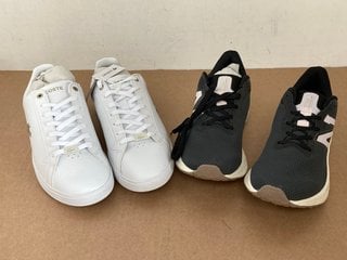 NEW BALANCE TRAINERS IN BLACK/WHITE - UK 8 TO ALSO INCLUDE LACOSTE GRADUATE PRO TRAINERS IN WHITE - UK 9: LOCATION - E1