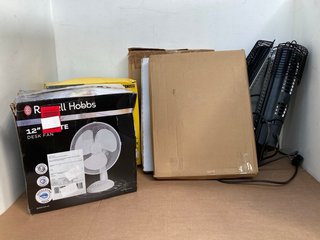 6 X ASSORTED HOUSEHOLD ITEMS TO INCLUDE ZANUSSI 12" DESK FAN IN BLACK: LOCATION - E2