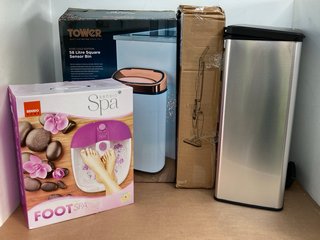 4 X ASSORTED HOUSEHOLD ITEMS TO INCLUDE TOWER ROSE GOLD EDITION 58L SQUARE SENSOR BIN: LOCATION - E2