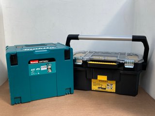 STANLEY 48 CM TOTE TOOL BOX WITH TOP ORGANIZER TO ALSO INCLUDE MAKITA DRT50 CORDLESS TRIMMER WITH TOOL BOX: LOCATION - E2