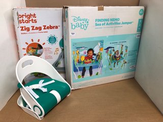 QTY OF ASSORTED BABY AND TODDLER ITEMS TO INCLUDE BRIGHT STARTS ZIG ZAG ZEBRA SUPER COMFORTABLE WITH 3 HEIGHT POSITIONS INFANT WALKER: LOCATION - WH6