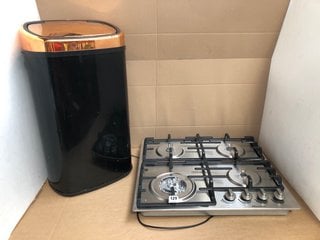 TOWER 58 LITRE SQUARE SENSOR BIN IN ROSE GOLD TO INCLUDE HISENSE BLACK GAS HOB COOKER: LOCATION - WH6