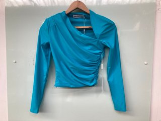 SELF-PORTRAIT BLUE JERSEY RUCHED TOP - SIZE UK4 - RRP £198: LOCATION - BOOTH