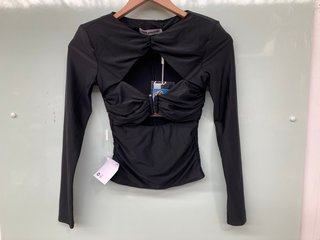 SELF-PORTRAIT BLACK JERSEY RUCHED TOP - SIZE UK4 - RRP £198: LOCATION - BOOTH