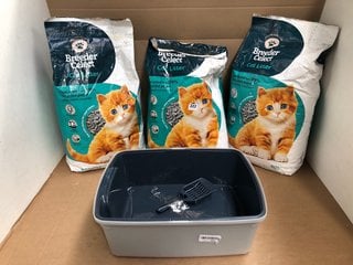 4 X ASSORTED PET ITEMS TO INCLUDE BREEDER CELECT CAT LITTER: LOCATION - H13