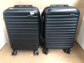 2 X HARDSHELL LIGHTWEIGHT TRAVEL SUITCASES IN BLACK: LOCATION - H13