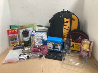 QTY OF ASSORTED GENERAL ITEMS TO INCLUDE DEWALT HARDWARE BACKPACK: LOCATION - H11