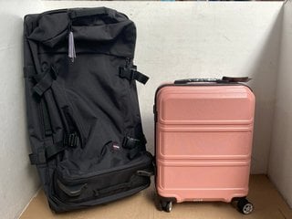 PINK KONO HARDSHELL TRAVEL SUITCASE TO INCLUDE EASTPAK BLACK UPRIGHT TRAVEL SUITCASE: LOCATION - H11