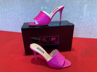 SARAH JESSICA PARKER CALICO STILETTO HEEL MULE SANDALS IN SOUR CANDY - SIZE UK5.5 - RRP £299: LOCATION - BOOTH