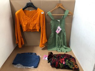 4 X LUCY & YAK LADIES CLOTHING ITEMS IN VARIOUS SIZES TO INCLUDE DARCEY JUMPSUIT IN GARLAND GREEN - UK SIZE 12: LOCATION - H1