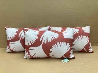 3 X JOHN LEWIS AND PARTNERS OUTDOOR CUSHIONS WITH FAN LEAF DESIGN IN BAKED CLAY: LOCATION - G8