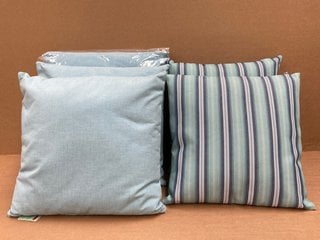 5 X JOHN LEWIS & PARTNERS OUTDOOR CUSHIONS IN VARIOUS COLOURS: LOCATION - G8