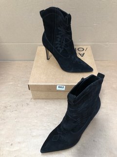 AND/OR OCTAVIO SUEDE ZIP UP HEELED ANKLE BOOTS IN BLACK-UK SIZE 7 : RRP £159.00: LOCATION - G13