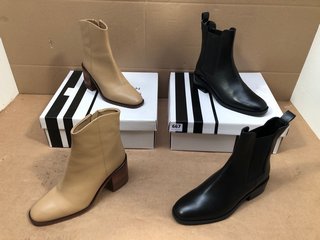 JOHN LEWIS & PARTNERS PATCHOULI ANKLE BOOTS IN TAN- UK SIZE 5 TO INCLUDE POLLIE ANKLE BOOTS IN BLACK LEATHER- UK SIZE 5: LOCATION - G13