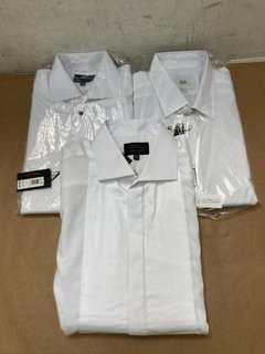 3 X JOHN LEWIS & PARTNERS SHIRTS IN WHITE TO INCLUDE REGULAR FIT NARROW PLEAT SHIRT- UK SIZE 16.5": LOCATION - G14