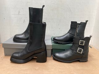 BARBOUR MARINA LADIES LEATHER ANKLE BOOTS IN BLACK-UK SIZE 7 TO INCLUDE VAGABOND BROOKE LEATHER ANKLE BOOTS IN BLACK- UK SIZE 6: LOCATION - G14