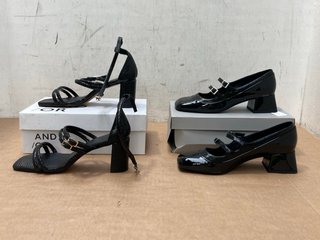 CHARLES & KEITH BLACK PATENT MARY JANES- UK SIZE 7 TO INCLUDE MYSTIC SANDALS IN BLACK- UK SIZE 7: LOCATION - G14