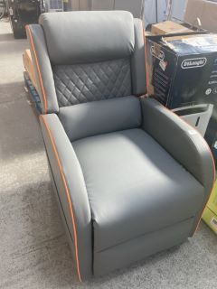 GAMING RECLINER ARMCHAIR IN GREY & ORANGE RRP - £219: LOCATION - B3