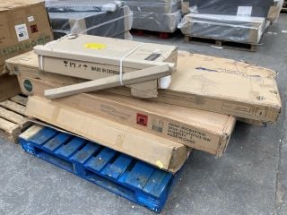 PALLET OF ASSORTED INCOMPLETE FURNITURE ITEMS TO INCLUDE BIRLEA 135CM PHOENIX OTTOMAN BED IN NAVY BLUE (BOX 4): LOCATION - A8 (KERBSIDE PALLET DELIVERY)