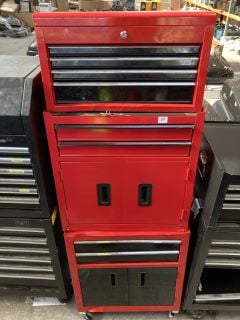 2 DOOR 6 DRAWER TOOL CHEST IN RED & BLACK TO INCLUDE 2 DOOR 8 DRAWER TOOL CHEST IN RED: LOCATION - B1