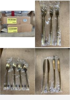 2 X MADE EME 16 PIECE STAINLESS STEEL CUTLERY SETS IN GOLD: LOCATION - BR16