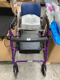 PURPLE LIGHTWEIGHT WALKER TO INCLUDE LITE TOILET FRAME WITH SEAT: LOCATION - A6