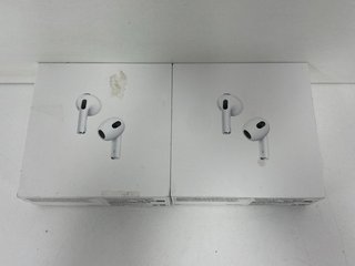 2 X APPLE AIRPODS (3RD GENERATION) WIRELESS EARPHONES: MODEL NO A2566 (UNITS ONLY) [JPTM122892]