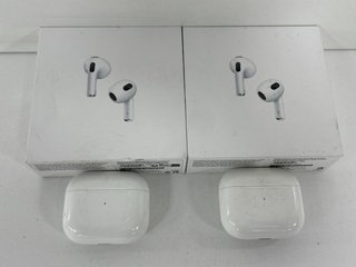 2 X APPLE AIRPODS (3RD GENERATION) WIRELESS EARPHONES: MODEL NO A2566 (UNITS ONLY) [JPTM122894]