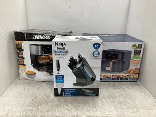 PRINCESS DELUXE AIR FRYER OVEN TO INCLUDE TOWER 8.5L DUAL BASKET AIR FRYER , NINJA FOODI STAY SHARP 6 PIECE KNIFE BLOCK SET: LOCATION - E10