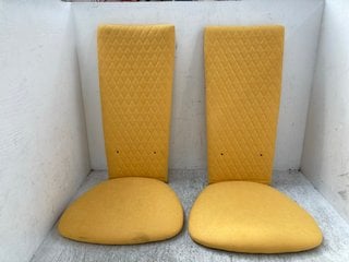 SET OF 2 FABRIC SEAT DINING CHAIRS IN YELLOW: LOCATION - E9