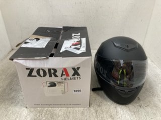 ZORAX ZOR - 819 PROTECTIVE MOTORCYCLE HELMET IN MATTE BLACK SIZE: L: LOCATION - E8