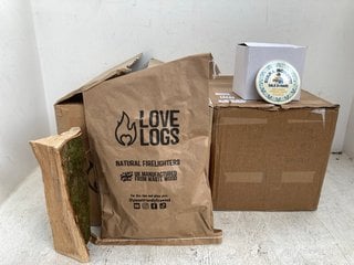 BOX OF LOVE LOGS NATURAL FIRELIGHTERS TO INCLUDE BOX OF BIRRA MORETTI LAGER DRINKS COASTERS: LOCATION - E4