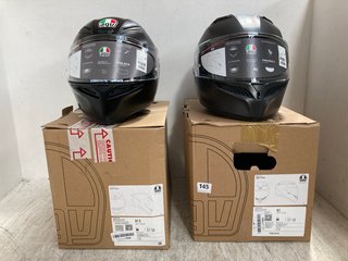 2 X AGV K1 S AND K3 PROTECTIVE MOTORCYCLE HELMETS IN MATTE BLACK SIZE: M: LOCATION - H7