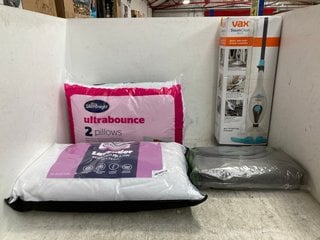 4 X ASSORTED HOUSE HOLD ITEMS TO INCLUDE SILENT NIGHT ULTRA BOUNCE 2 PACK PILLOWS: LOCATION - H7