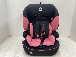 LIONELO CHILDRENS HIGHBACK CAR SEAT IN PINK AND BLACK: LOCATION - H13