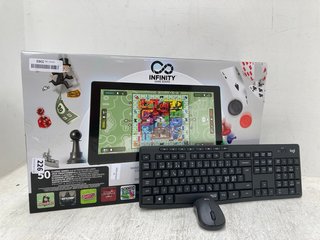 LOGITECH KEYBOARD WITH MOUSE IN BLACK TO INCLUDE INFINITY GAME BOARD - 50 CLASSIC GAMES AND ACTIVITIES INCLUDED: LOCATION - H14